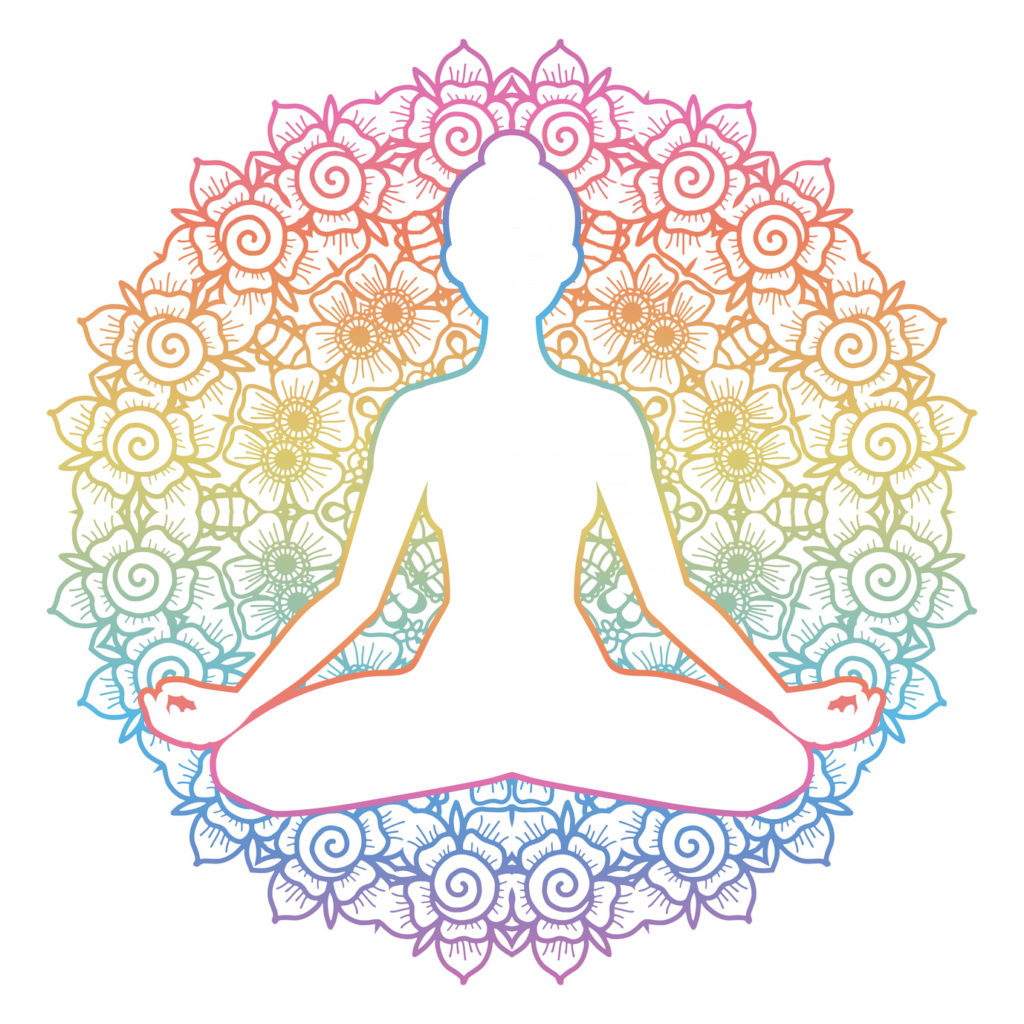 Women silhouette. Yoga lotus pose. Padmasana.